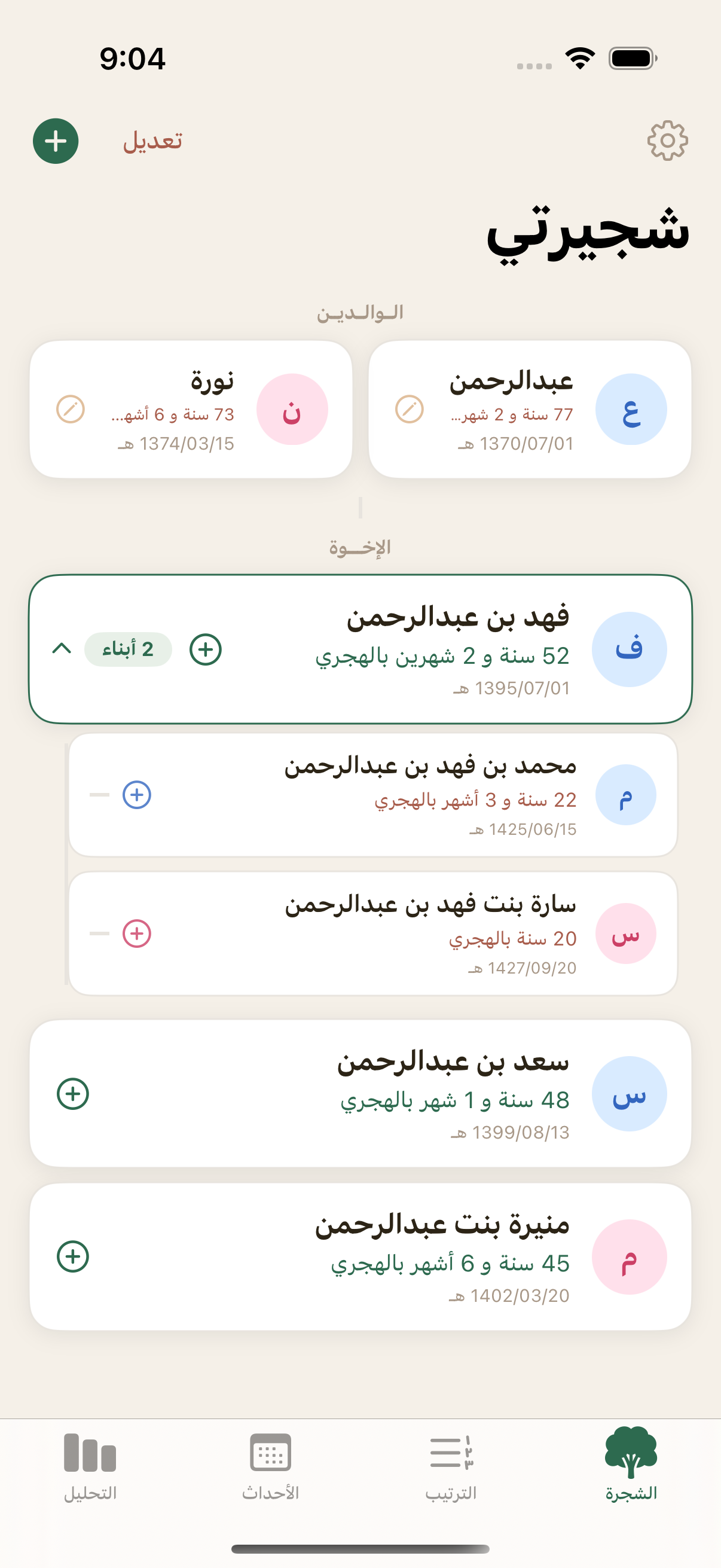 شاشة الشجرة